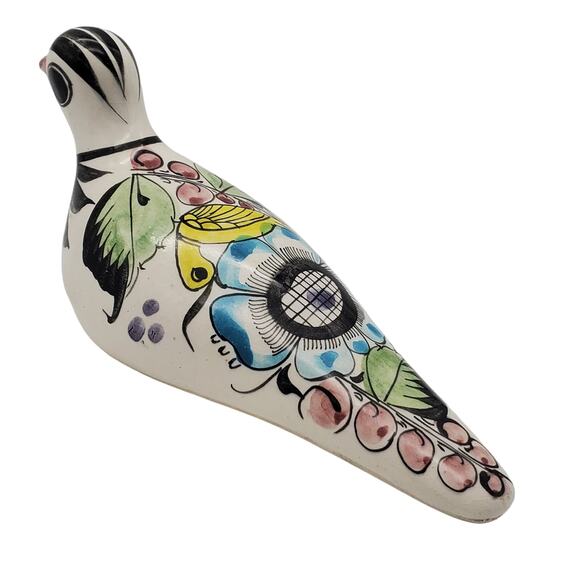 Tonala Ceramic Bird Figure Hand Painted Mexican Pottery Signed Folk Art Figurine - Picture 3 of 10